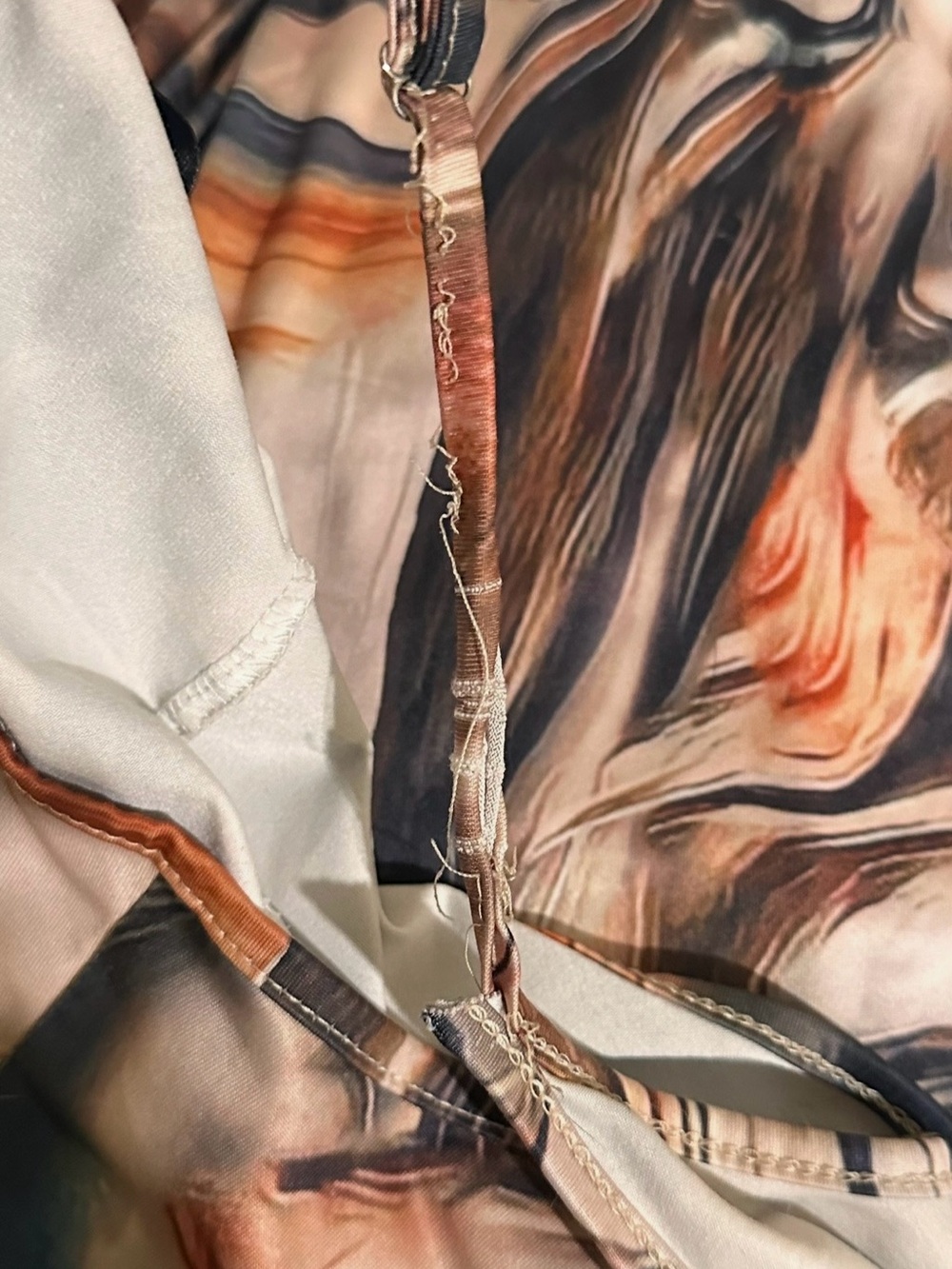 chic Marble Swirl Wide-Leg Jumpsuit in Peach, Black & Cream - Picture 10 of 13